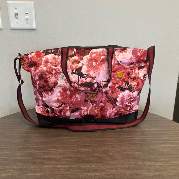 Victoria's Secret Handbags - Victoria’s Secret Pink Floral Roses Quilted Weekender Bag Tote